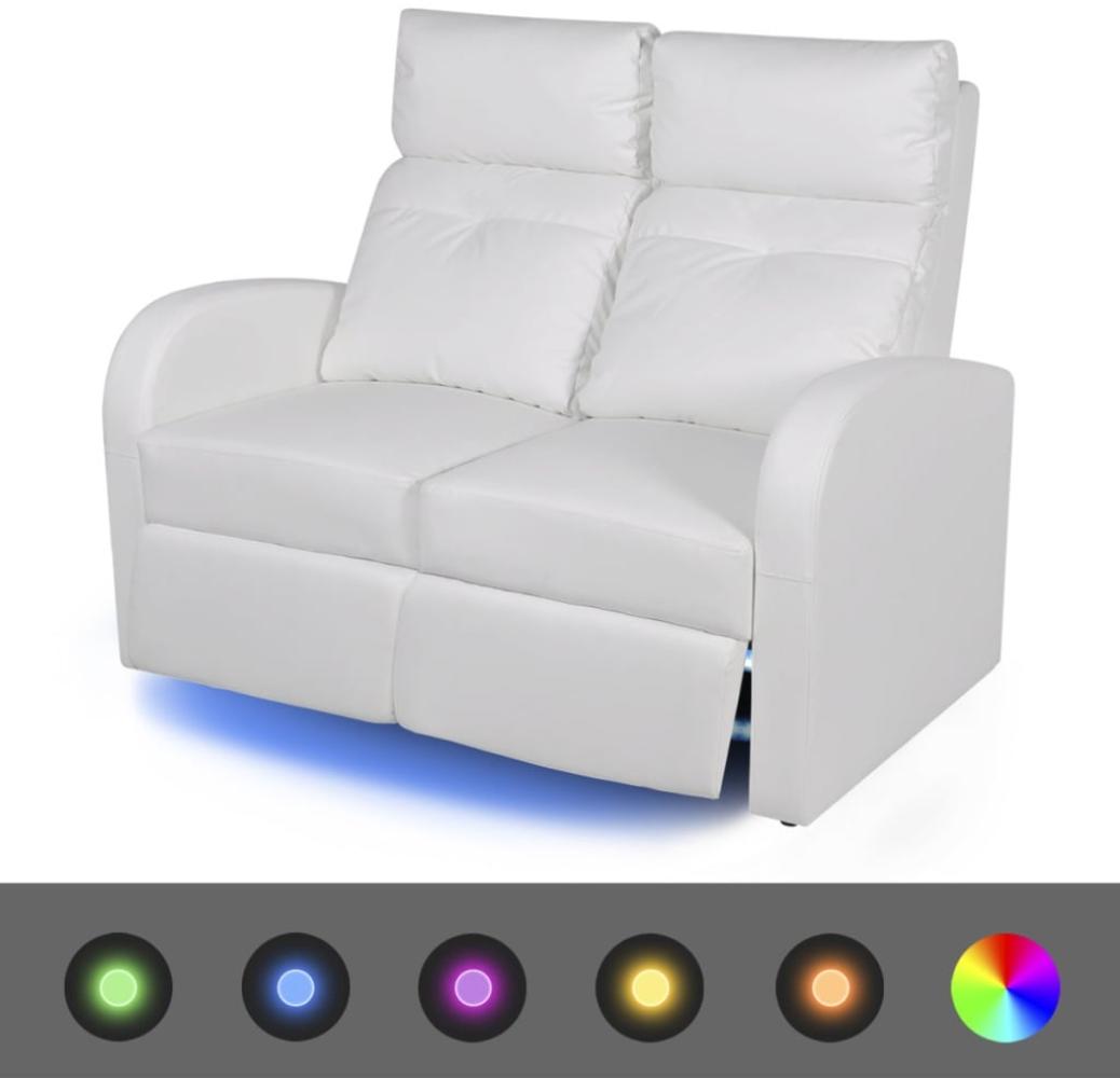 vidaXL LED-Ruhesessel 2-Sitzer Kunstleder Weiß Bild 1