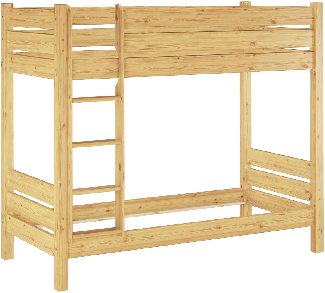 Erst-Holz Etagenbett mit waagrechten Balken, Kiefer, Natur 90 x 220 Bett Bild 1