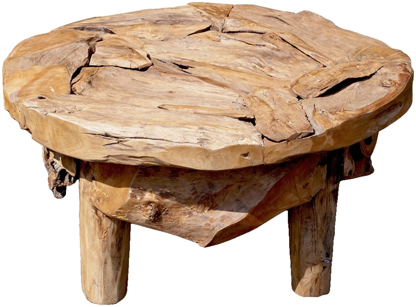 Teak Couchtisch BOSCO-80cm Natural Massivholz Teakwurzel Wohnzimmertisch Tisch Bild 1