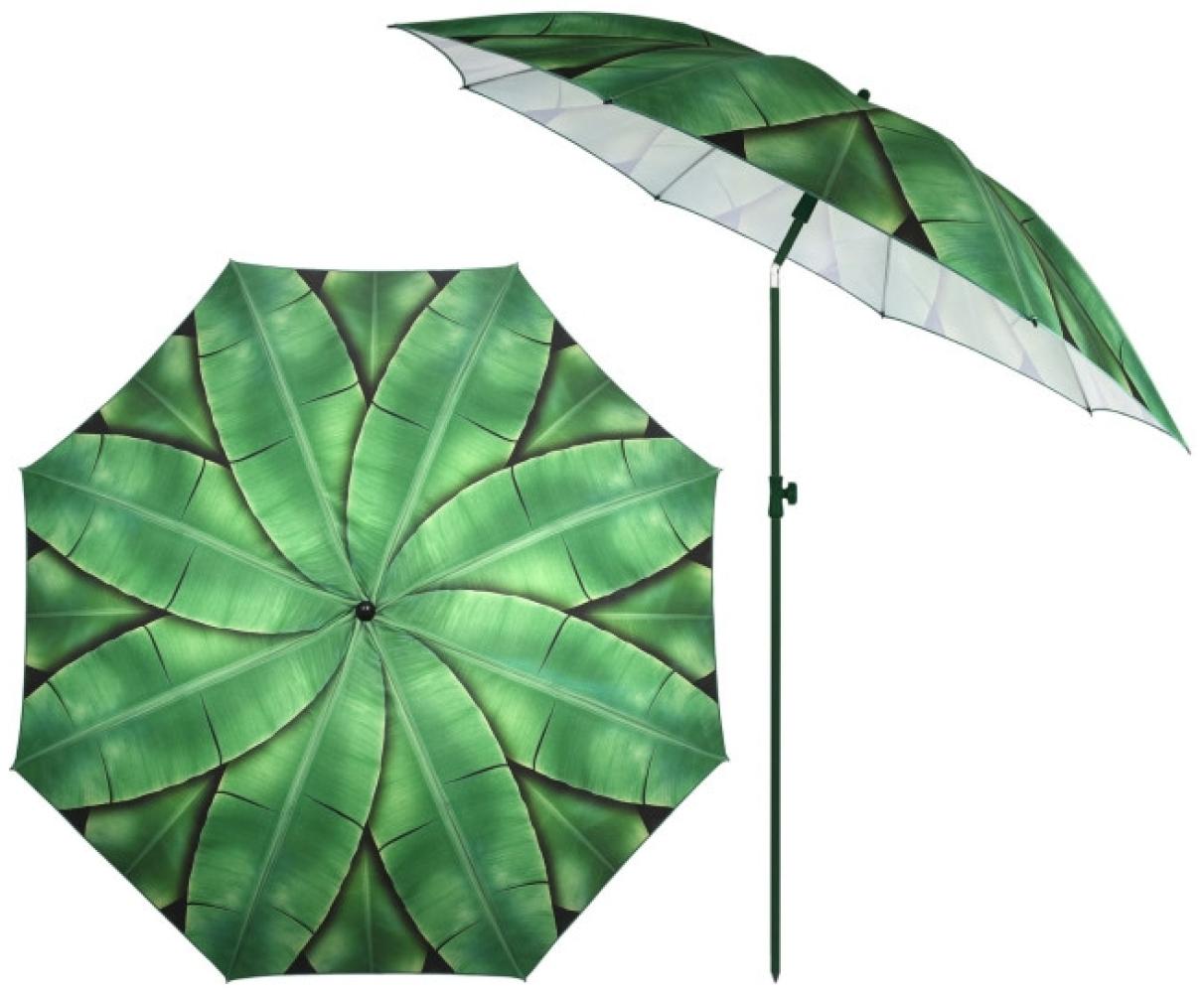 Rivanto Sonnenschirm Bananenblätter mit Metallstiel, Ø 184 cm, Höhe 226 cm, höhenverstellbar, kann abgewinkelt werden, grüne Bananenblätter Optik Bild 1