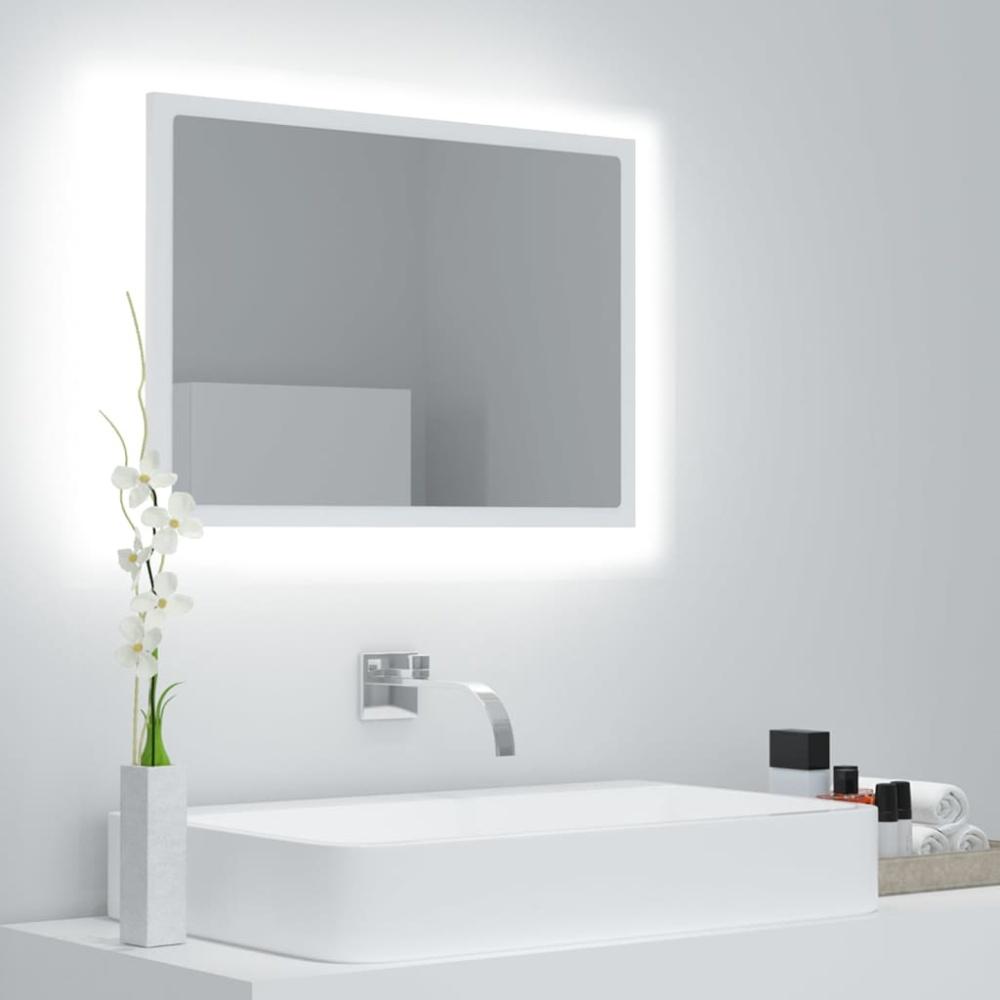 LED-Badspiegel, Spanplatte Weiß, 60 x 8,5 x 37 cm Bild 1