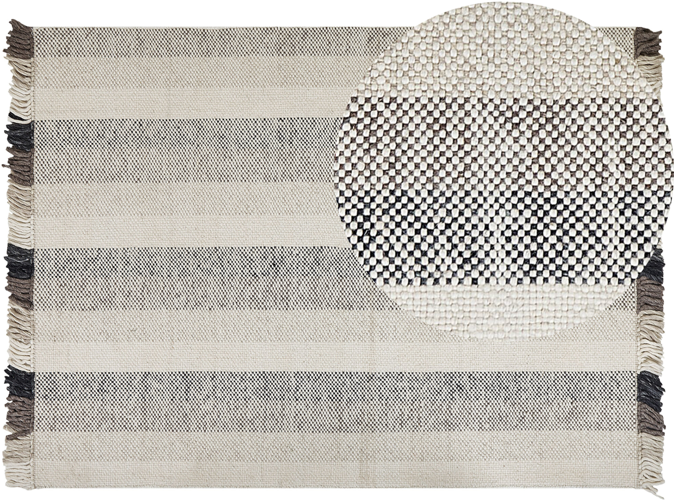 Teppich Wolle cremeweiß 160 x 230 cm Streifenmuster Kurzflor EMIRLER Bild 1