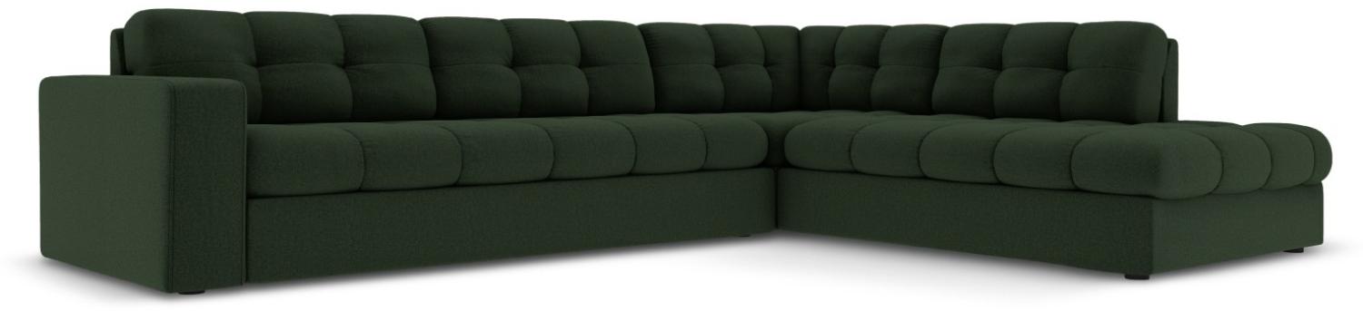 Micadoni 5-Sitzer Ecke rechts Sofa Justin | Bezug Dark Green | Beinfarbe Black Plastic Bild 1