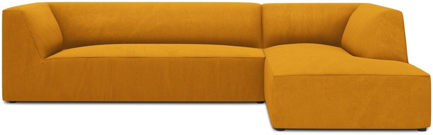 Micadoni 4-Sitzer Modular Ecke rechts Sofa Ruby | Bezug Yellow | Beinfarbe Black Plastic Bild 1