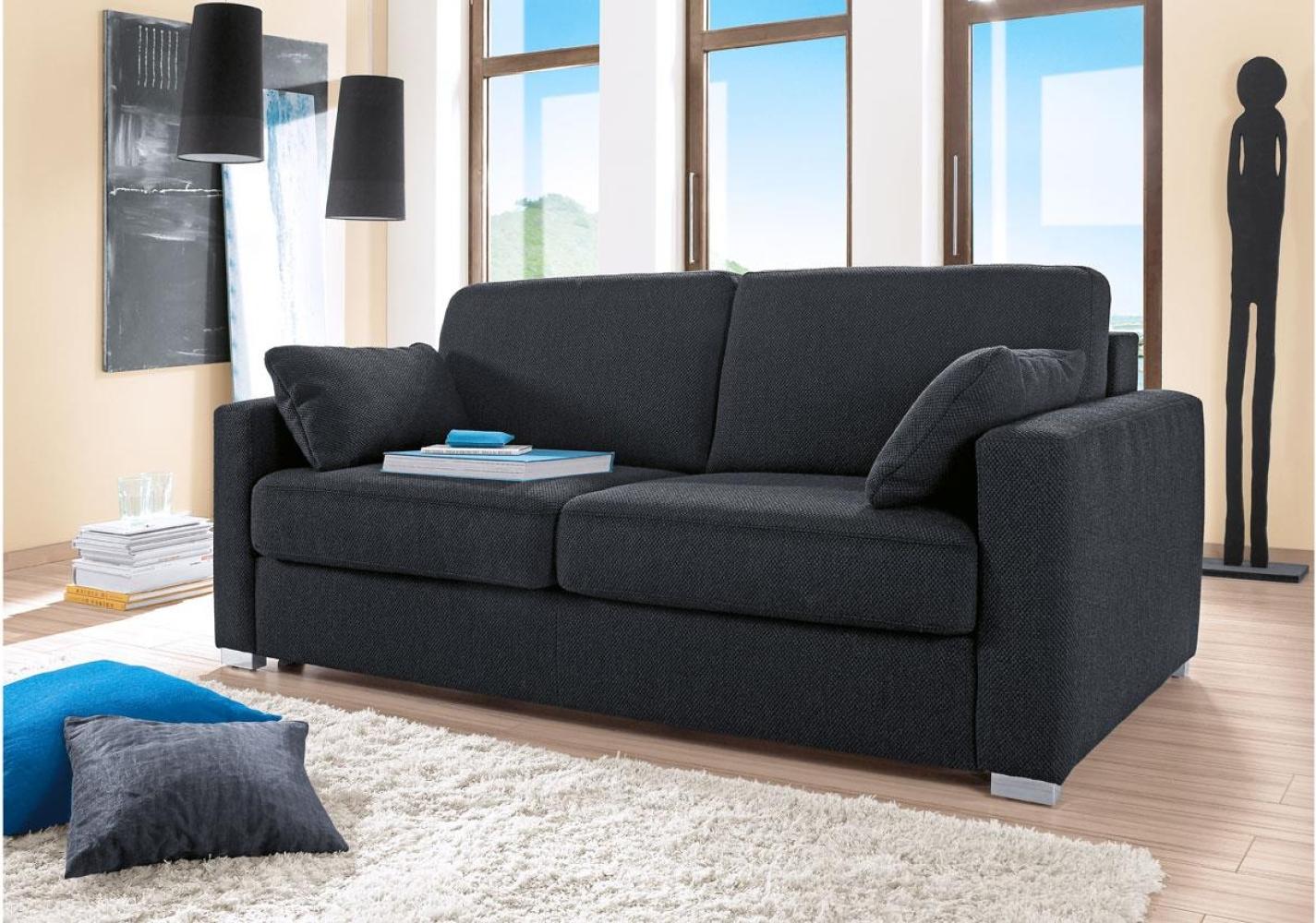 Sofa TESO 2-Sitzer Stoff anthrazit mit Federkern Bettkasten Bild 1