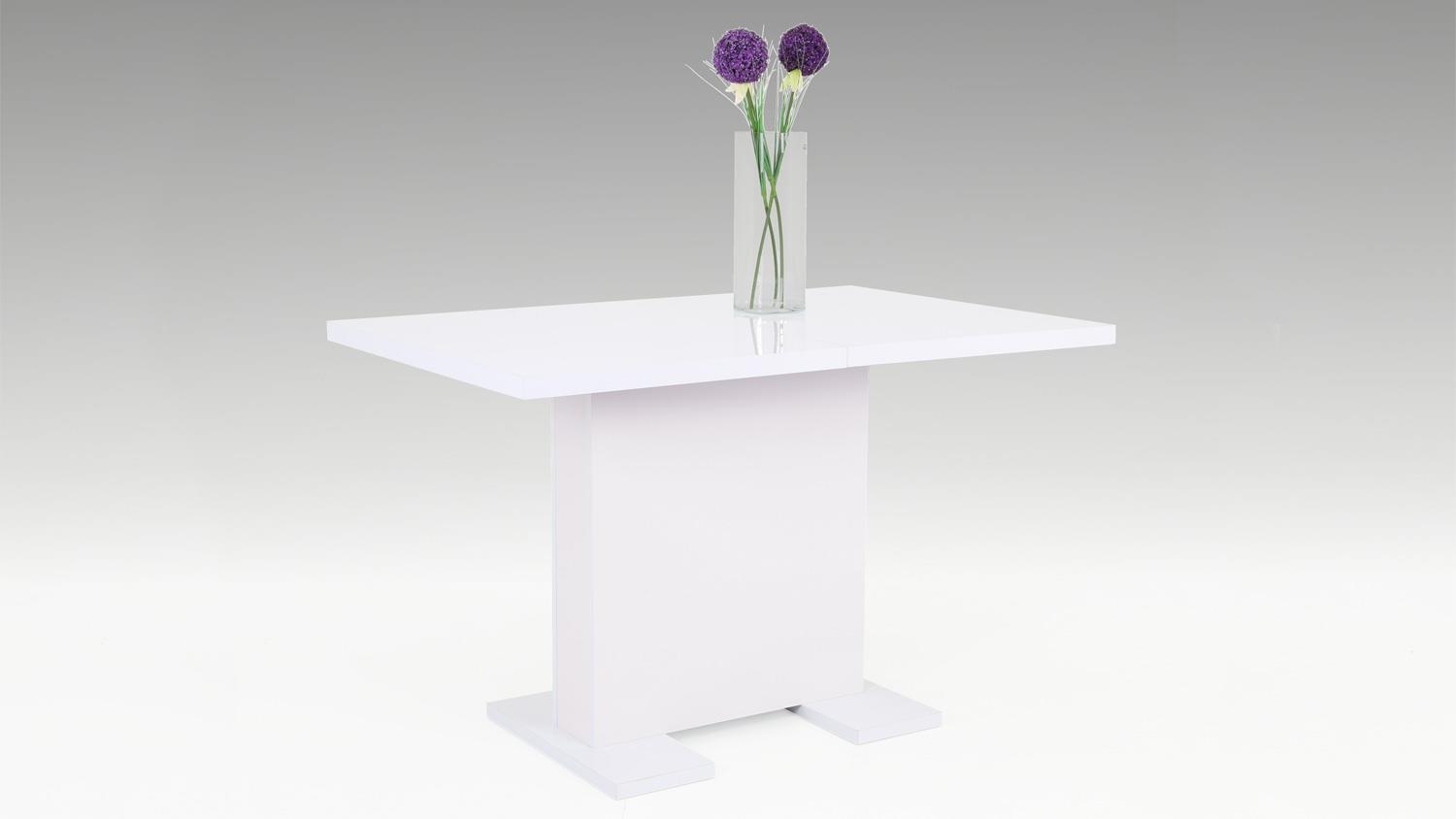 Tisch JULIE Esstisch mit Säule Lack weiß ausziehbar 120-160 Bild 1
