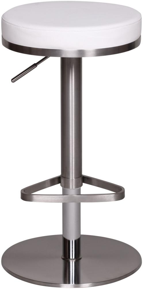 KADIMA DESIGN Barhocker ELBE - Höhenverstellbar mit gepolsterter Sitzfläche, Triangel Fußablage und einer Belastbarkeit bis zu 110 kg. Farbe: Weiß Bild 1