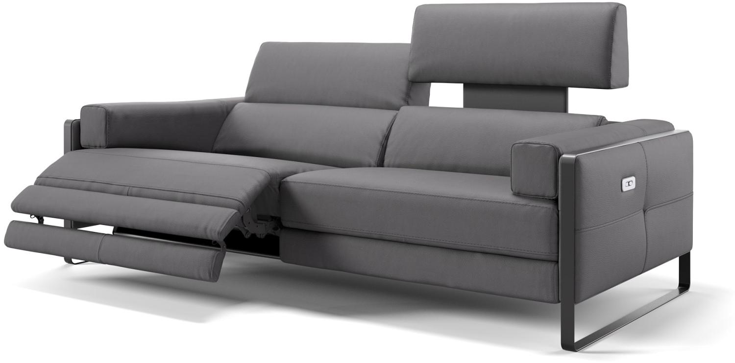 Sofanella 3-Sitzer MILO Ledersofa Relaxsofa Couch in Grau Bild 1