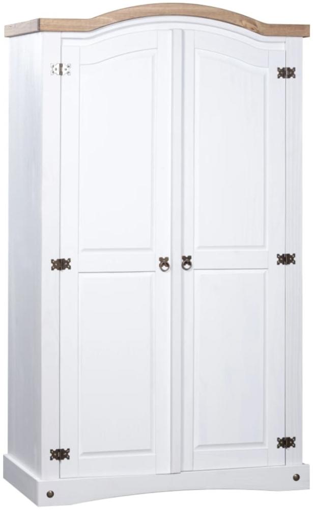 Kleiderschrank Mexiko-Stil Kiefernholz 2 Türen Weiß Bild 1