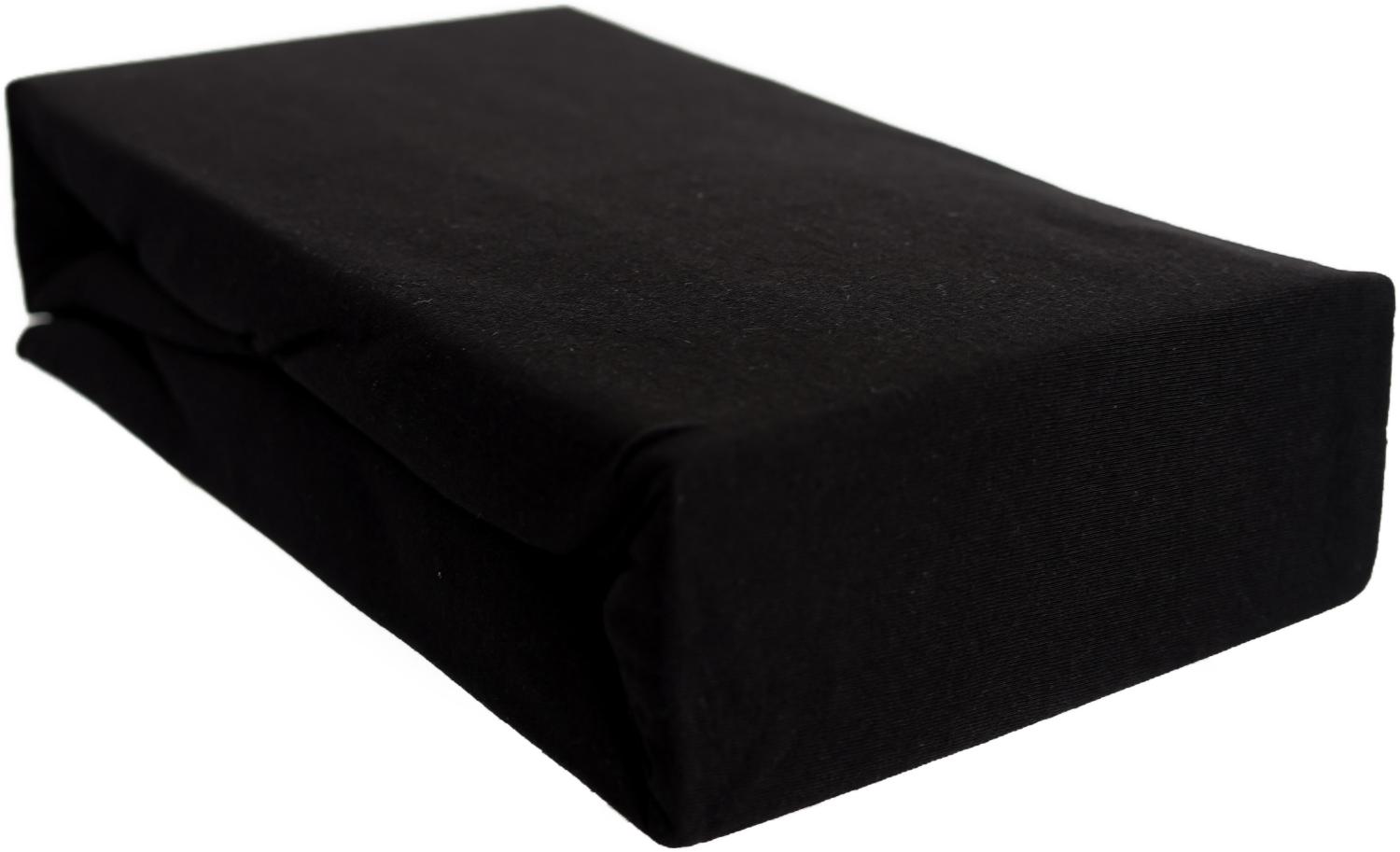 Jersey Spannbettlaken 100% Baumwolle 200-200x220 cm + 40 cm Rundumgummizug Schwarz Bild 1