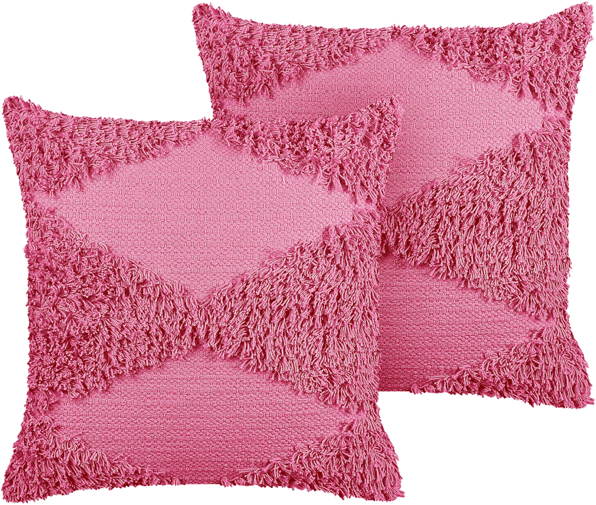 Dekokissen geometrisches Muster Baumwolle rosa getuftet 45 x 45 cm 2er Set RHOEO Bild 1