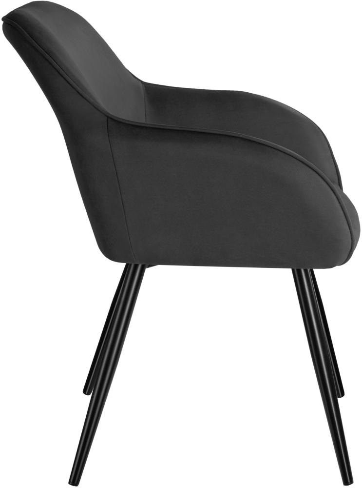 4er Set Stuhl Marilyn Stoff, schwarze Stuhlbeine - anthrazit/schwarz Bild 1