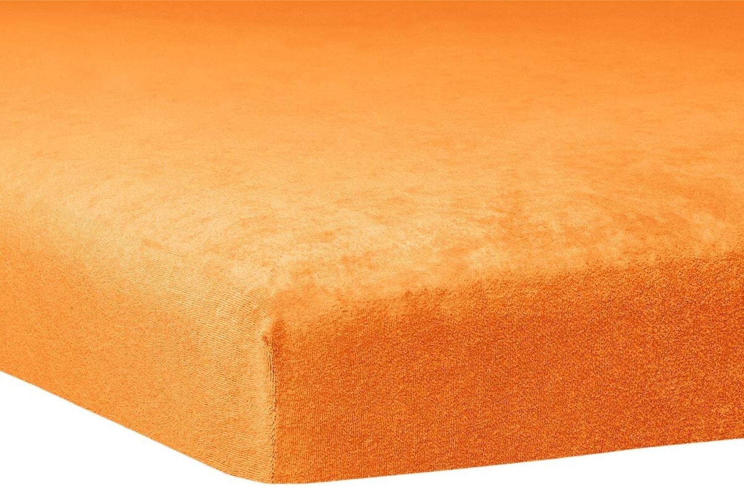 Traumschlaf Flausch Biber Topper Spannbettlaken | 90x190 cm - 100x200 cm | orange Bild 1