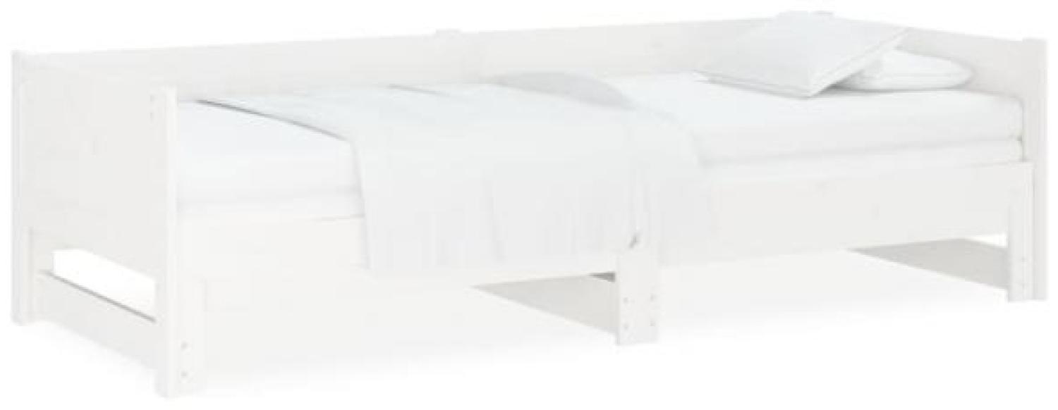 Ausziehbares Tagesbett Weiß Massivholz Kiefer 2x(90x190) cm Bild 1