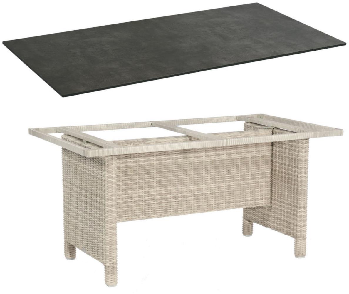 Sonnenpartner Gartentisch Base 160x90 cm Polyrattan white-coral Tischsystem Tischplatte Compact HPL Shiplap-Pinie Bild 1