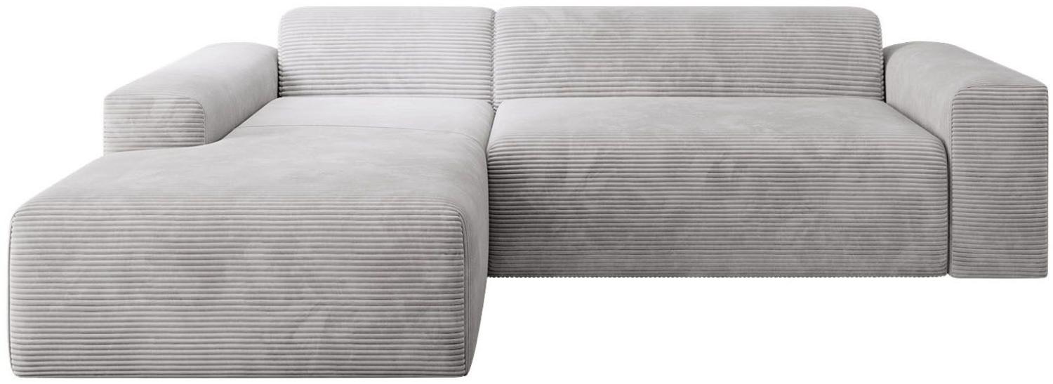 Juskys Sofa Vals Links mit PESO Stoff - L-Form Couch für Wohnzimmer - Ecksofa modern, bequem, klein - Eckcouch Sitzer - Cordsofa Hellgrau Bild 1