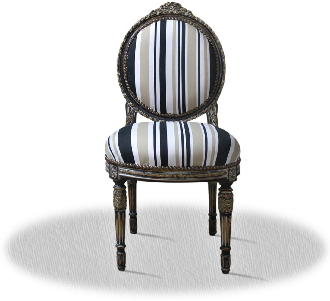 Casa Padrino Barock Salonstuhl mit Streifen 50 x 50 x H. 100 cm - Luxus Stuhl Bild 1