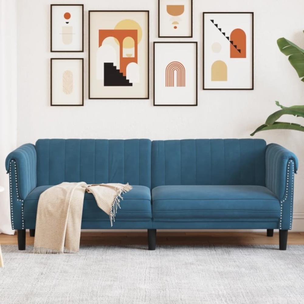 Sofa 3-Sitzer Blau Samt (Farbe: Blau) Bild 1