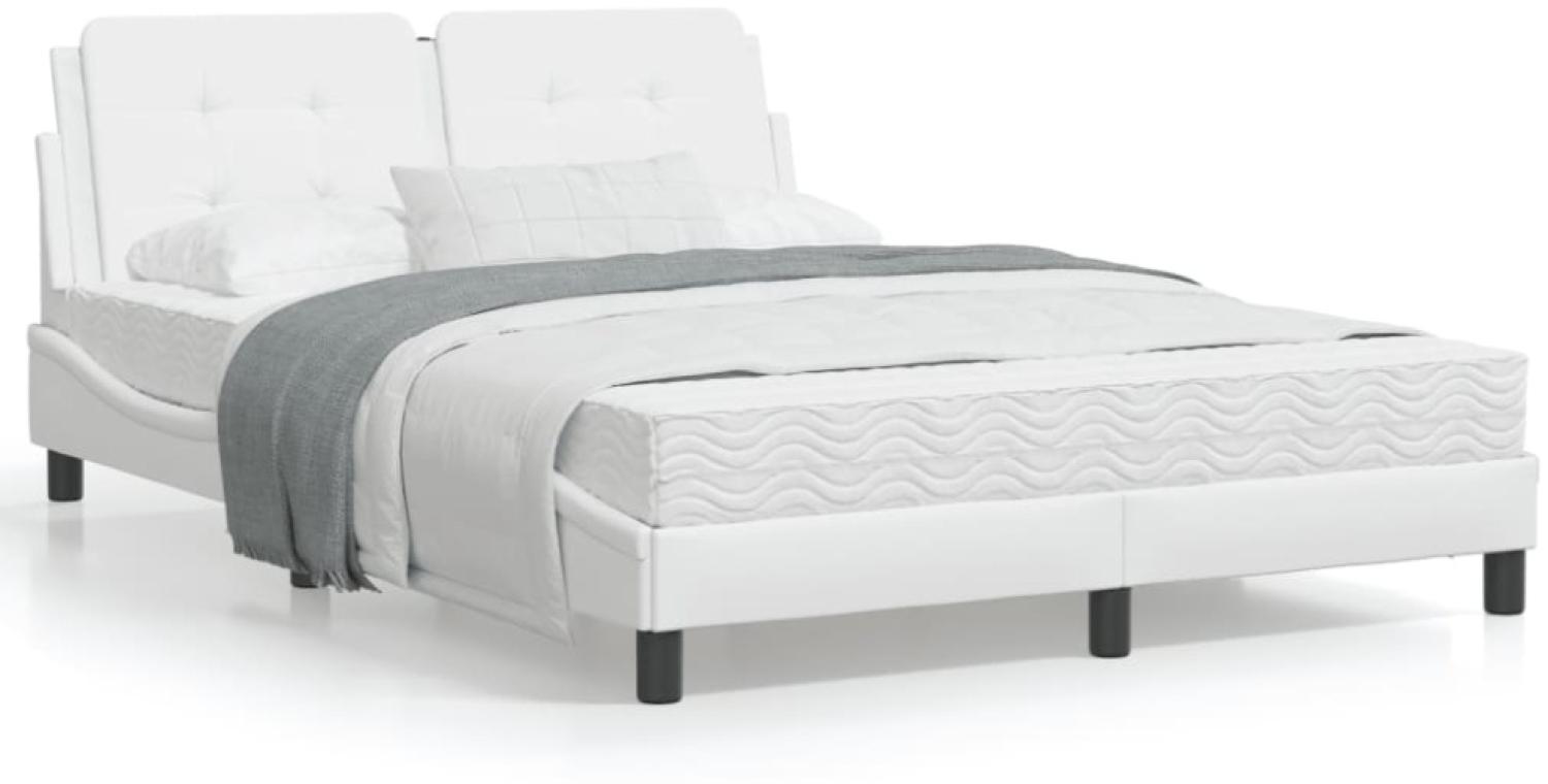vidaXL Bett mit Matratze Weiß 120x200 cm Kunstleder Bild 1
