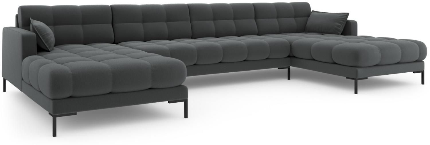 Micadoni 6-Sitzer Panorama Sofa Mamaia | Bezug Dark Grey | Beinfarbe Black Metal Bild 1