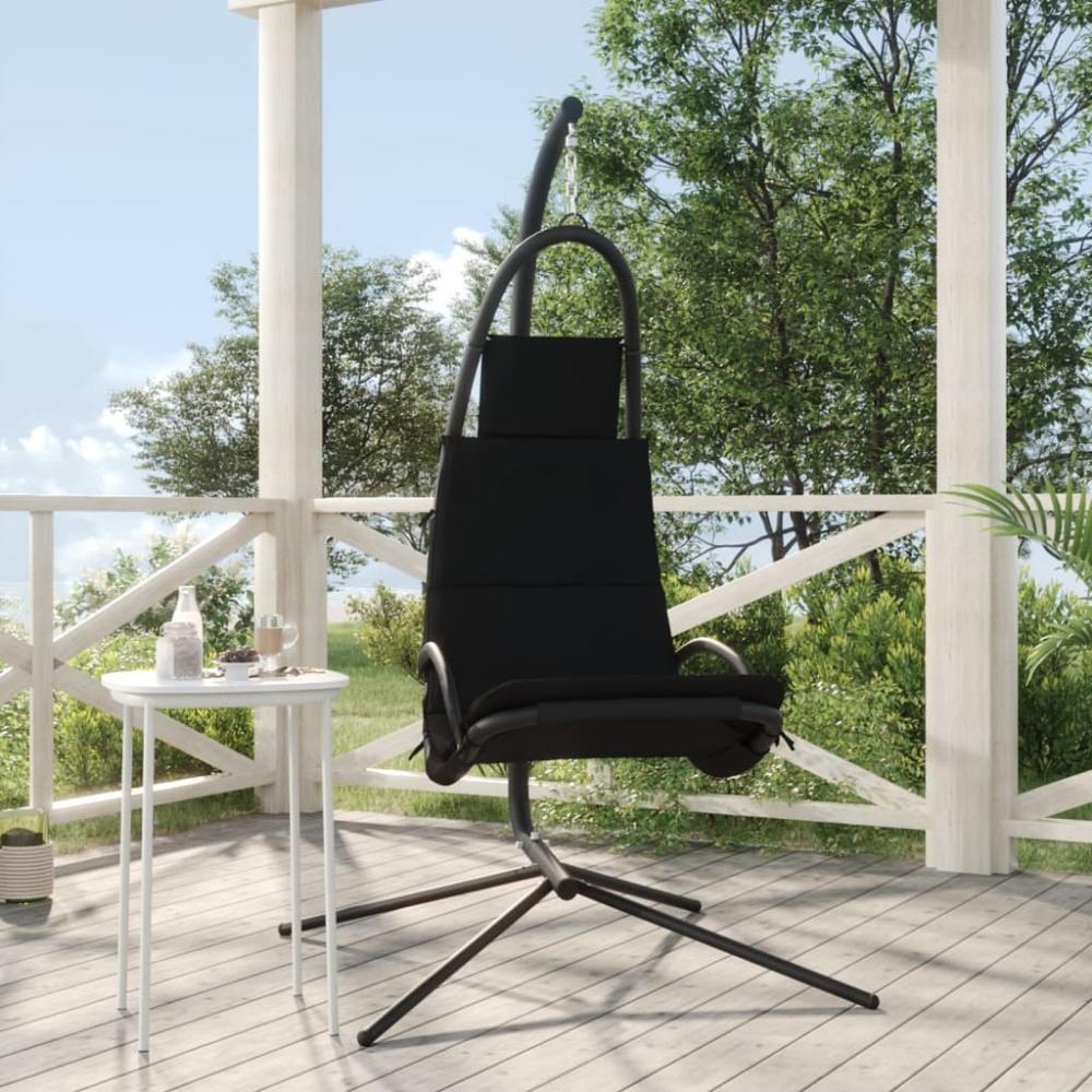 vidaXL Garten-Hängestuhl mit Kissen Schwarze Oxford-Gewebe und Stahl Bild 1