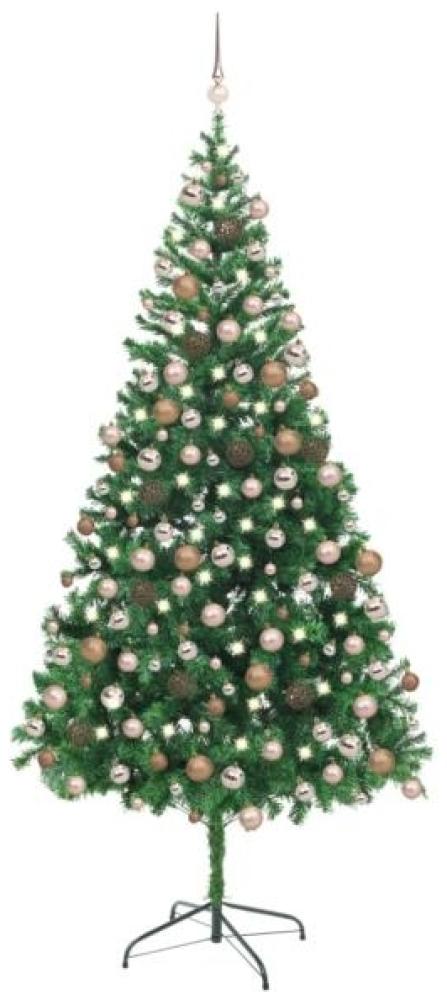 vidaXL Künstlicher Weihnachtsbaum mit LEDs & Kugeln 210 cm 910 Zweige, Mit Beleuchtung [3077576] Bild 1