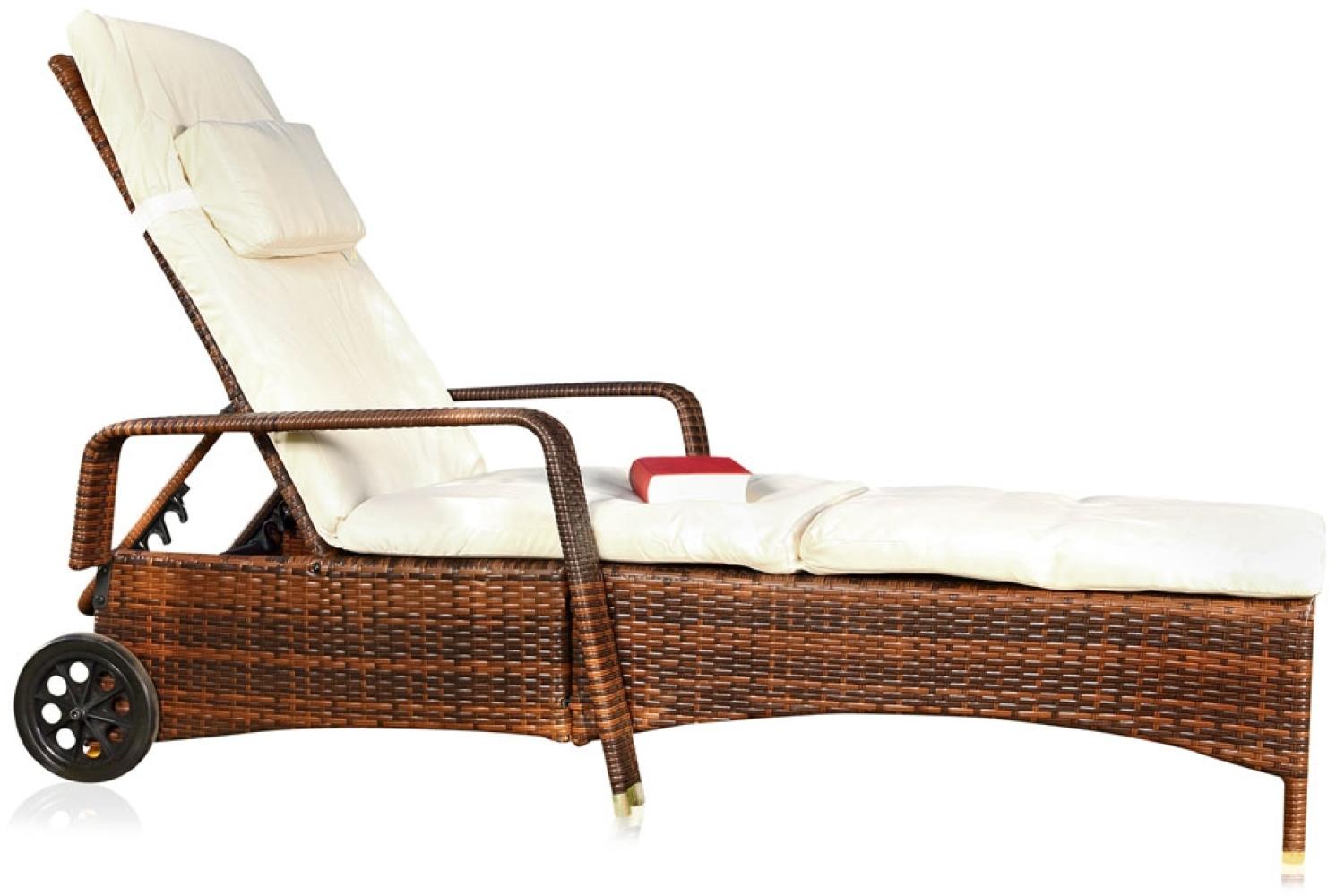 Rattan Loungeliege verstellbar Sonnenliege Polyrattan Lounge Gartenliege Braun Bild 1