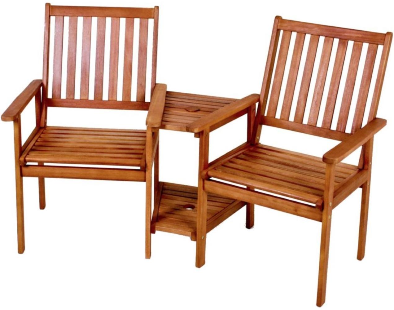Doppelsessel Tisch Eukalyptus Holz Garten Sessel Stuhl Stühle Sitzgruppe Möbel Bild 1
