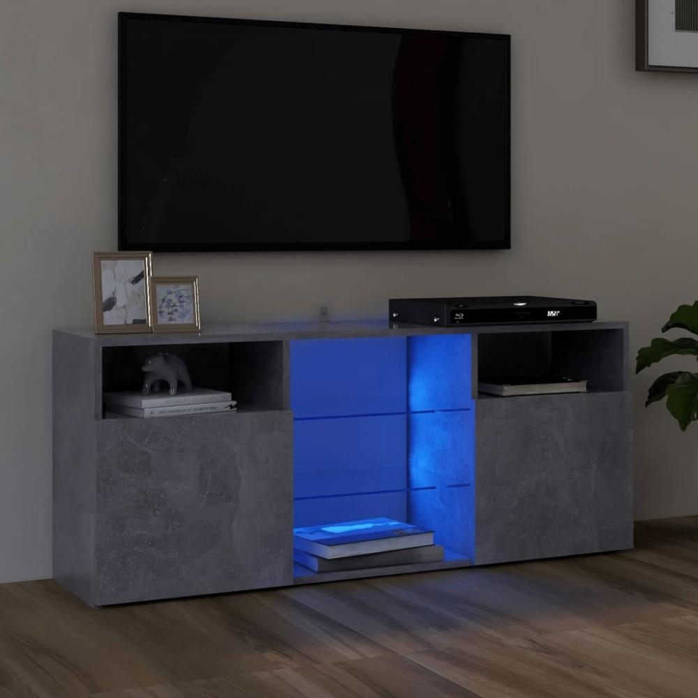 TV-Schrank mit LED-Leuchten Betongrau 120x30x50 cm Bild 1