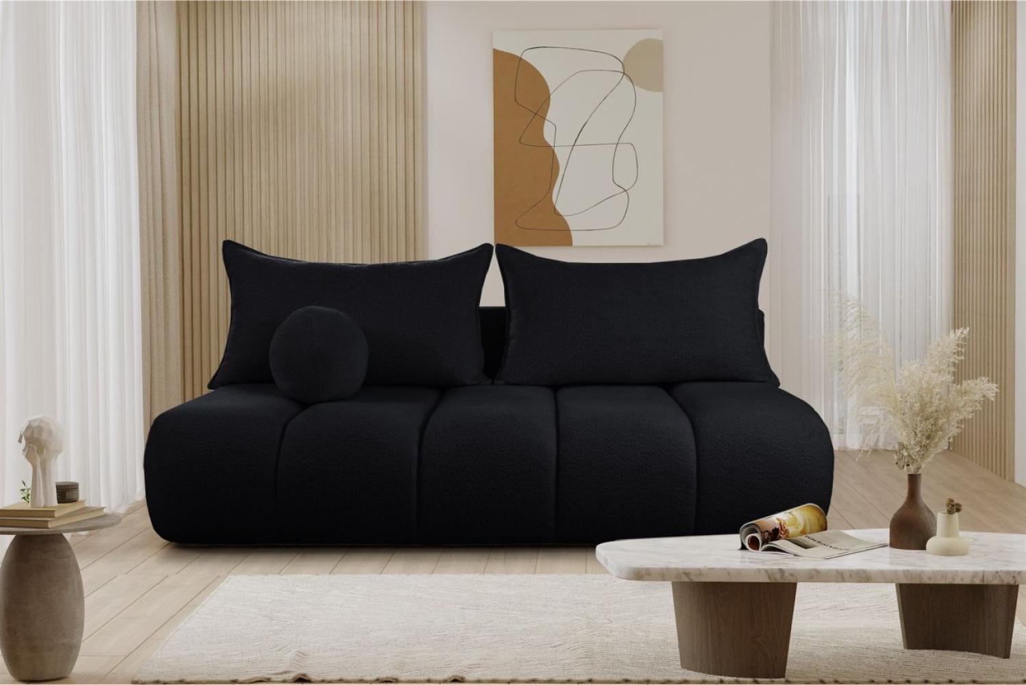 Schlafsofa Designersofa Sofa 3-Sitzer ANZIA in Stoff Ascot Bukla Schwarz Bild 1