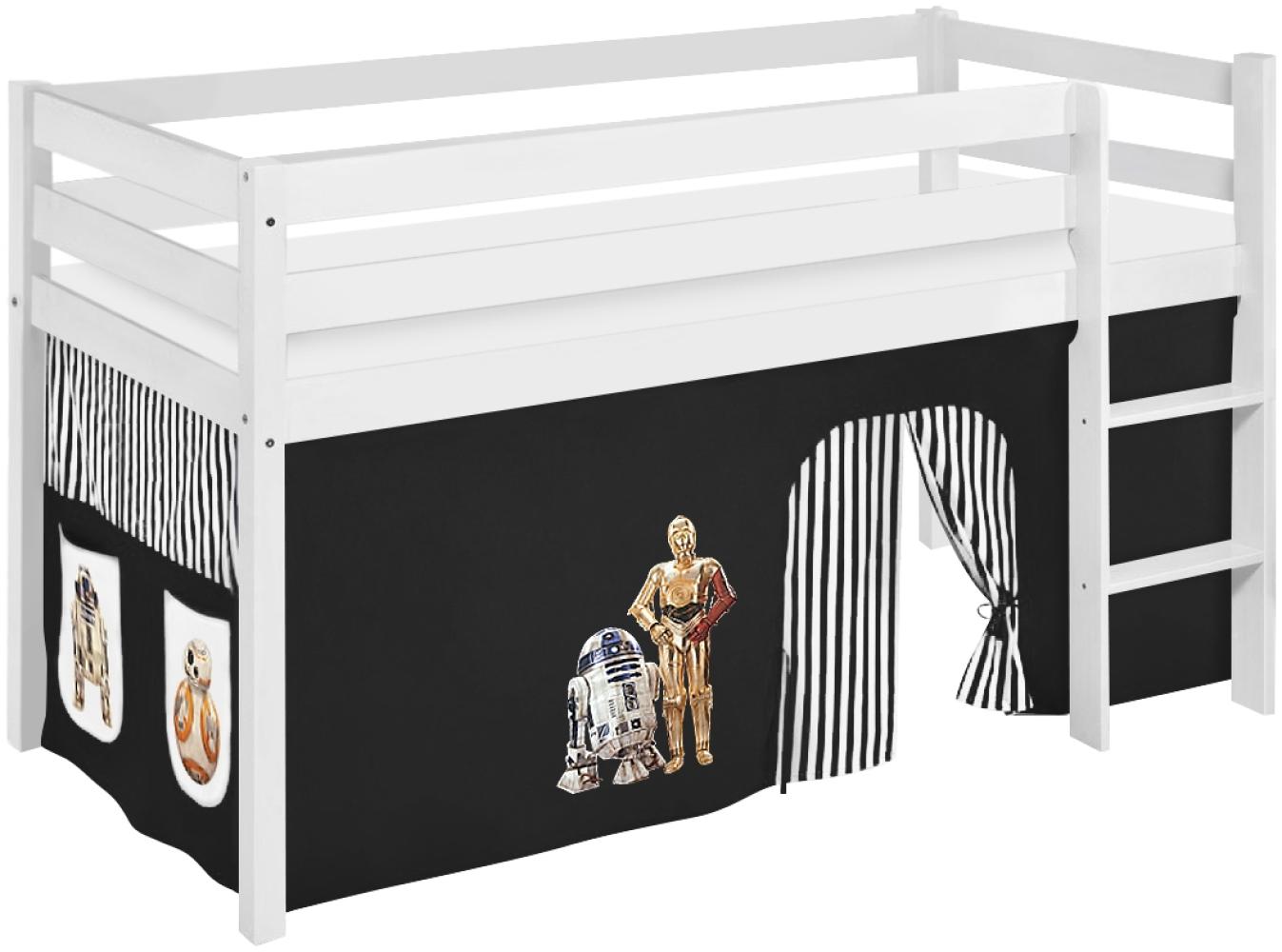 Lilokids 'Jelle' Spielbett 90 x 190 cm, Star Wars Schwarz, Kiefer massiv, mit Vorhang Bild 1