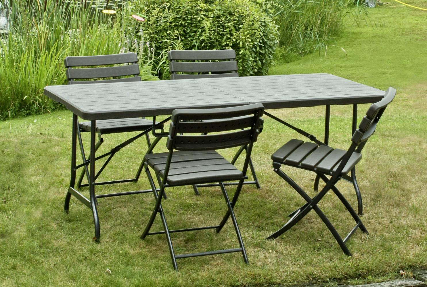 5tlg. Tischgruppe Gartenmöbel Gartentisch Stuhl Garten Sessel Camping Tisch Bild 1