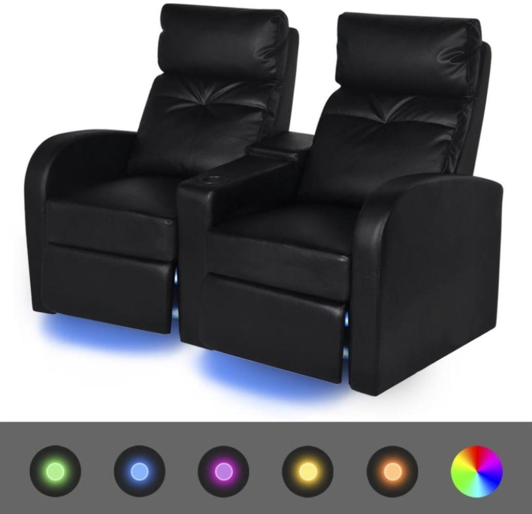 vidaXL Relaxsessel 2-Sitzer mit LED Kunstleder Schwarz Bild 1