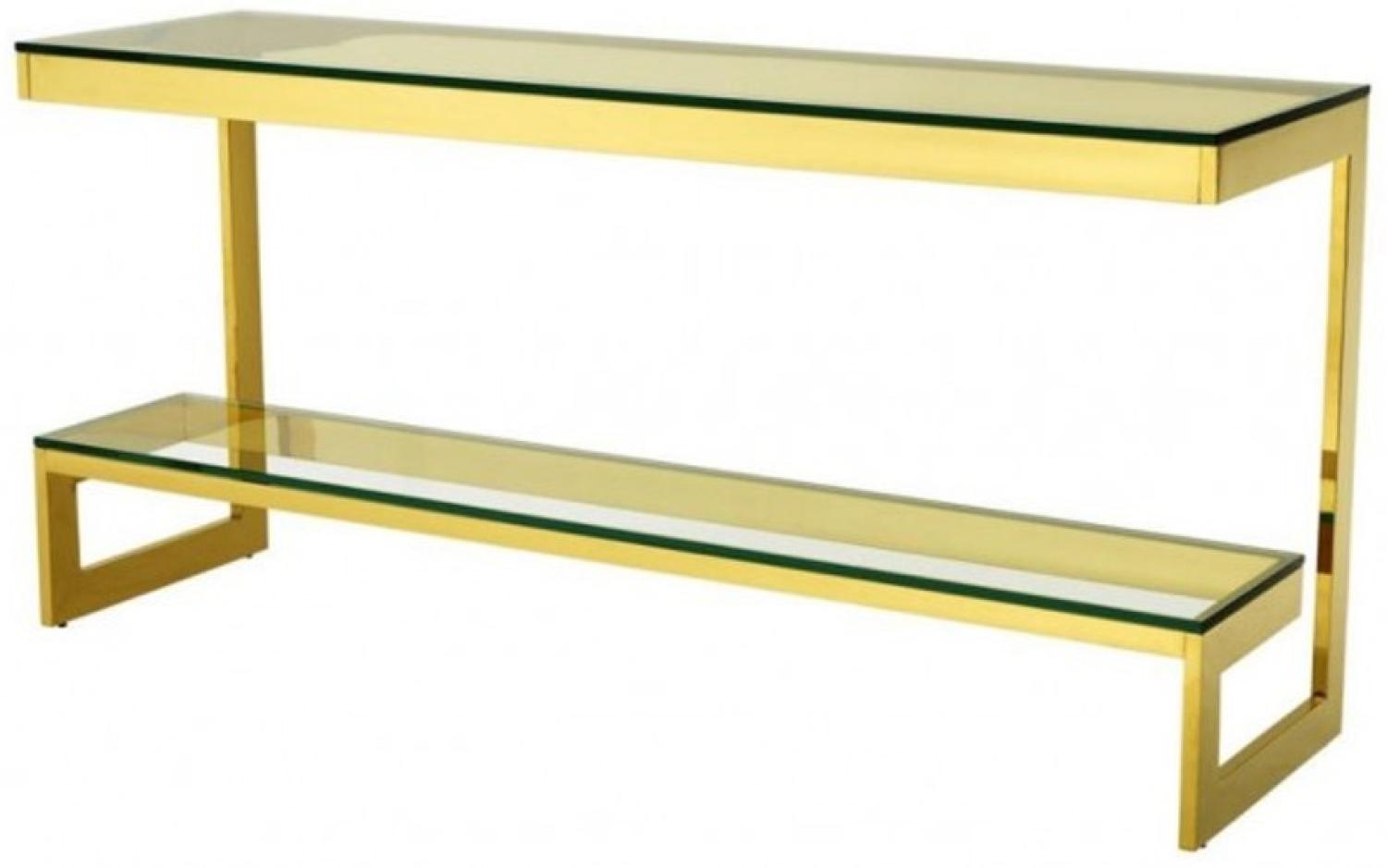 Casa Padrino Luxus Konsole Gold 160 x 45 x H. 76 cm - Konsolen Tisch Möbel Bild 1
