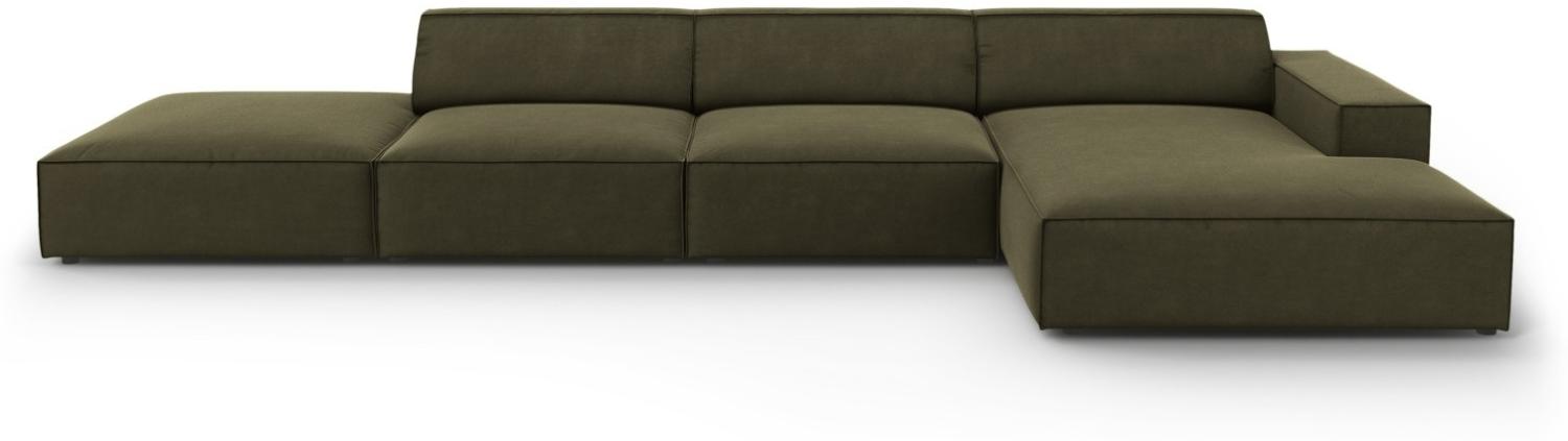 Micadoni 5-Sitzer Samtstoff Ecke rechts Sofa Jodie | Bezug Green | Beinfarbe Black Plastic Bild 1