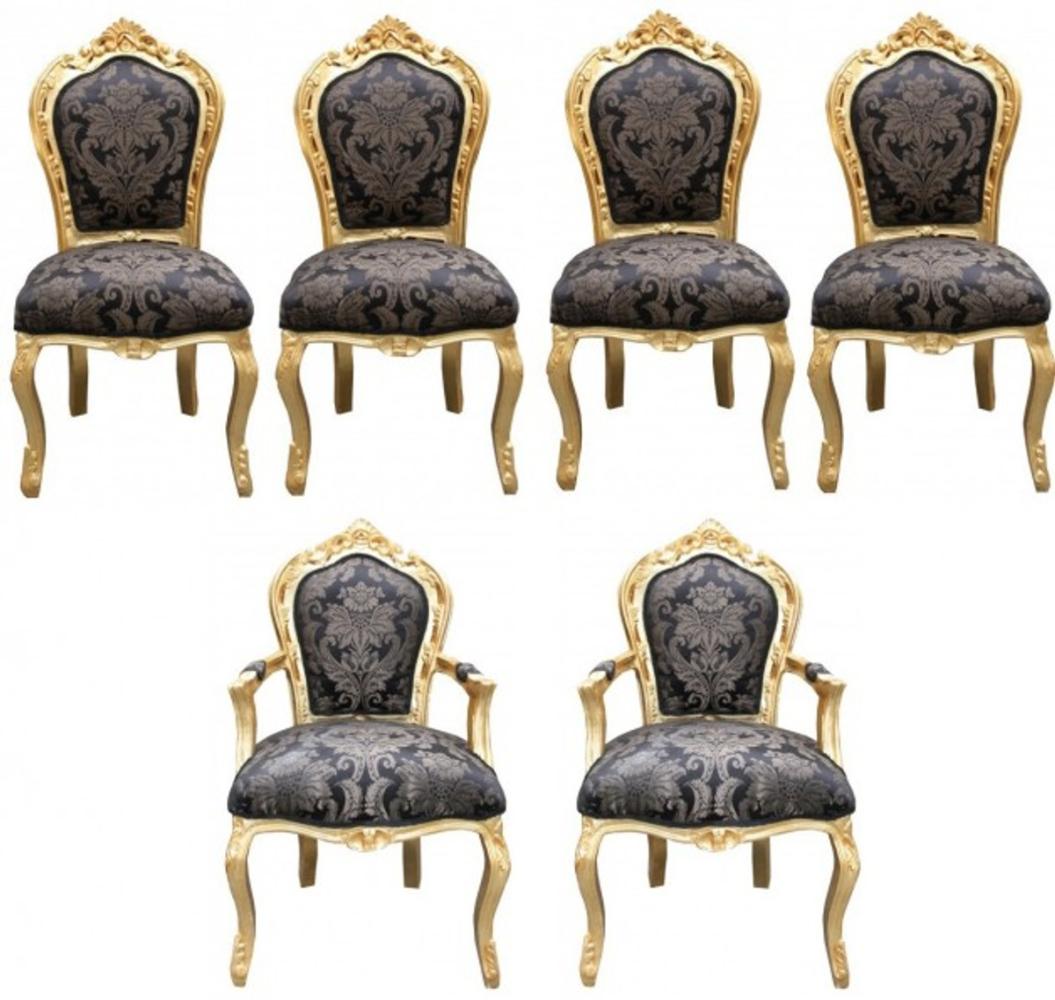 Casa Padrino Barock Esszimmer Set 4 Stühle ohne Armlehnen + 2 Stühle mit Armlehnen - Möbel Antik Stil Bild 1