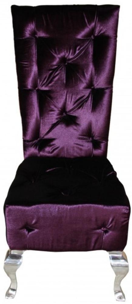 Casa Padrino Barock Esszimmer Stuhl Lila / Silber - Designer Stuhl - Luxus Qualität Hochlehner Hochlehnstuhl GH Bild 1
