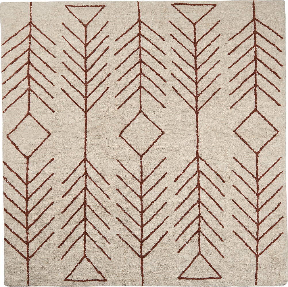 Teppich Baumwolle beige 200 x 200 cm geometrisches Muster Kurzflor AKOREN Bild 1