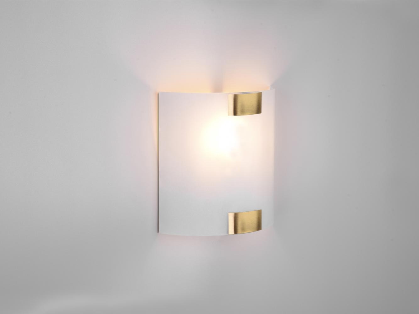 Flache LED Wandleuchte mit Glas Lampenschirm Weiß & Gold, 20 x 20cm Bild 1