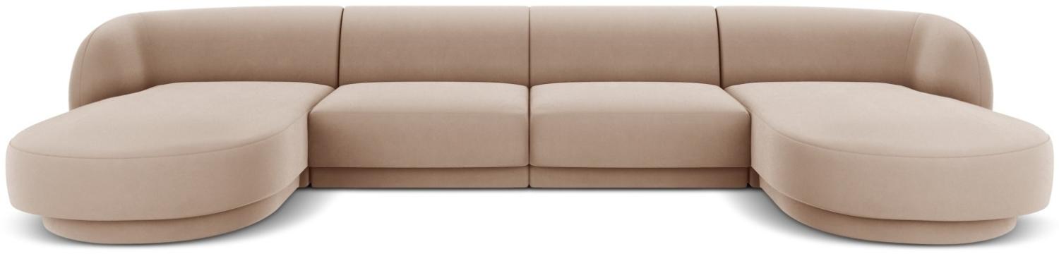 Micadoni 5-Sitzer Samtstoff Panorama Sofa Miley | Bezug Cappuccino | Beinfarbe Black Plastic Bild 1