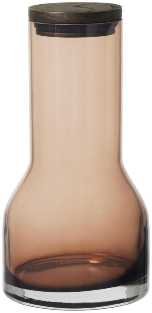 Blomus Wasserkaraffe Lungo S, Karaffe, Wasserbehälter, Glas farbig, Eiche, Silikon, Coffee, 600 ml, 64174 Bild 1
