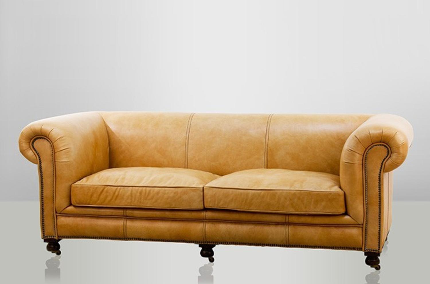 Chesterfield Luxus Echt Leder Sofa 2. 5 Seater Vintage Leder von Casa Padrino Old Saddle Sand Bild 1
