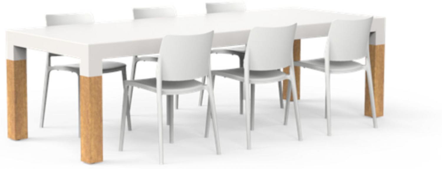 One To Sit 7-teilige Sitzgruppe Sera Borra Aluminium weiß/Eiche 260x100 cm Bild 1