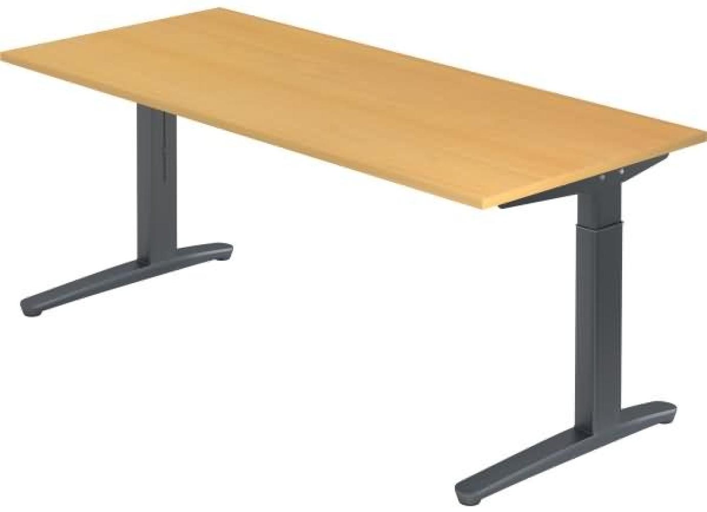 'XB19' Schreibtisch, C-Fuß, 180x80cm, Buche / Graphit Bild 1