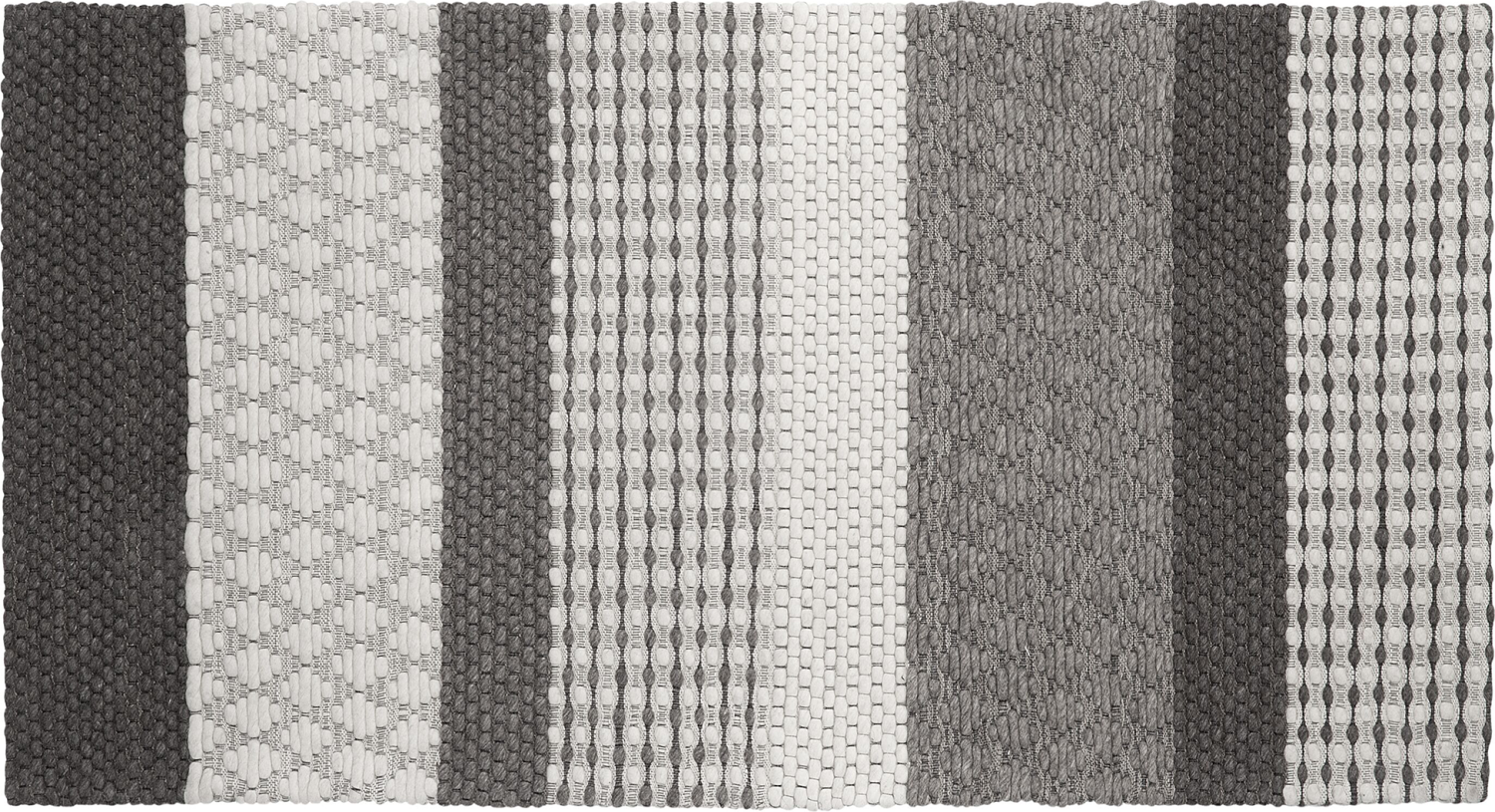 Teppich Wolle grau 80 x 150 cm Streifenmuster Kurzflor AKKAYA Bild 1