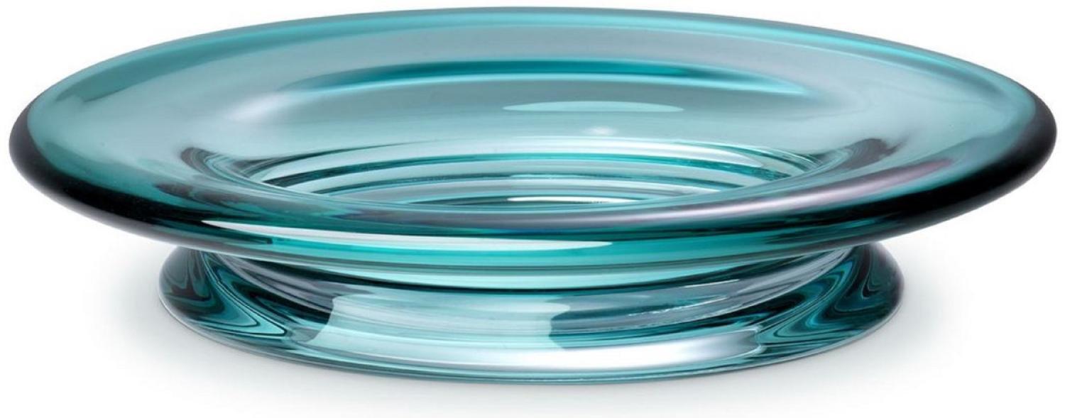 Casa Padrino Luxus Glasschale Türkis Ø 30 x H. 7 cm - Runde Obstschale - Deko Schale aus mundgeblasenem Glas - Luxus Kollektion Bild 1