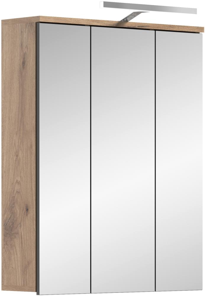 Spiegelschrank Mason - Nox Oak / Spiegelglas mit Badaufsatzleuchte Bild 1