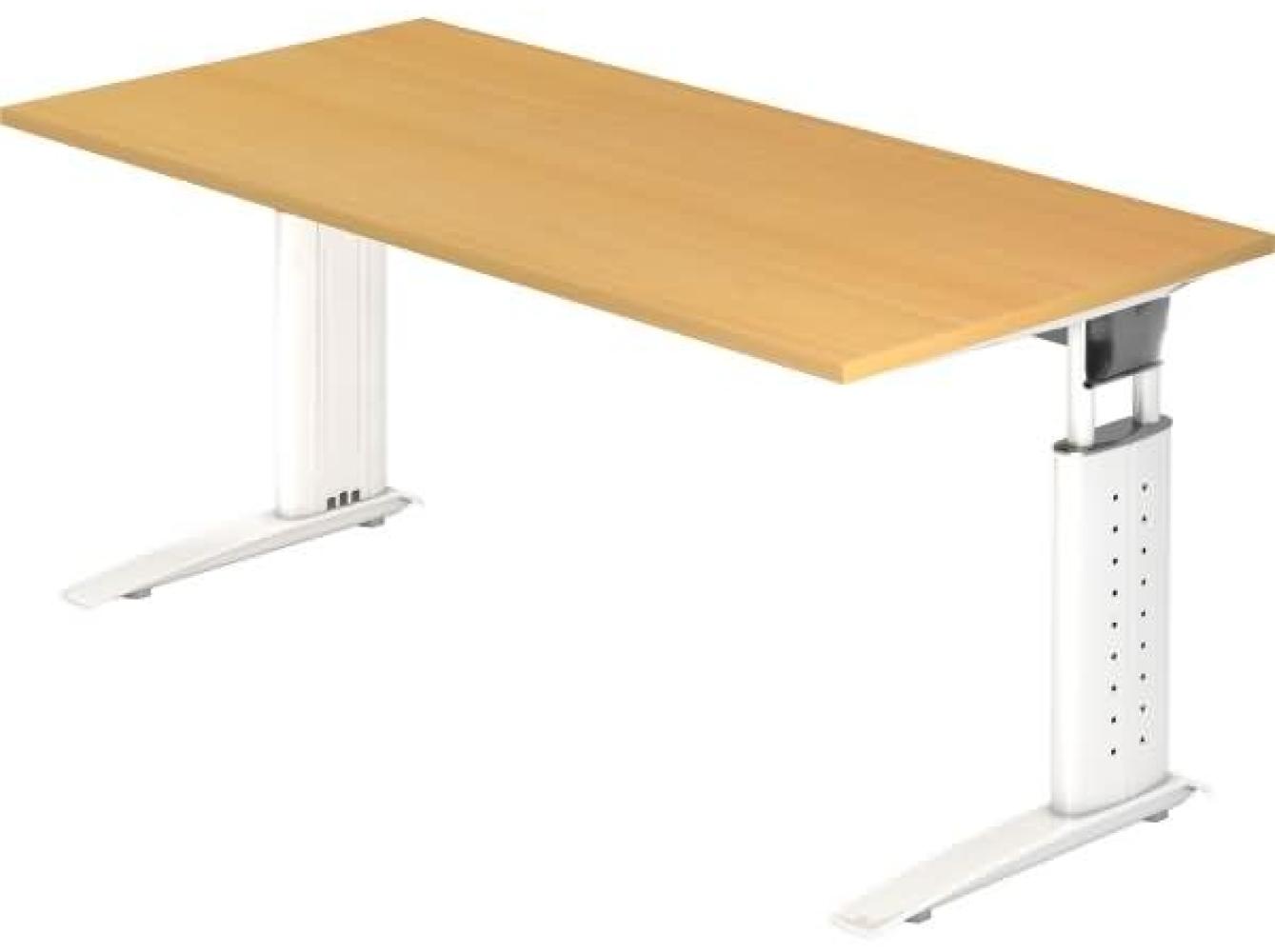 Schreibtisch US16 C-Fuß 160x80cm Buche Gestellfarbe: Weiß Bild 1
