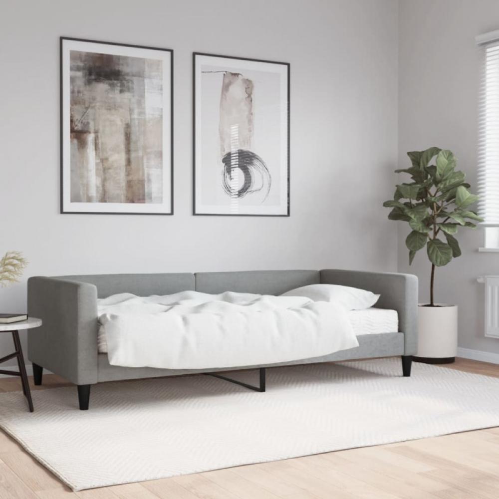 Tagesbett mit Matratze Hellgrau 90x200 cm Stoff (Farbe: Grau) Bild 1