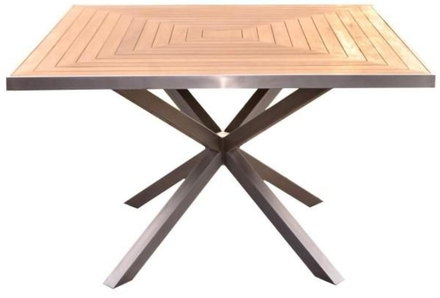 Designer Tischset Andalo Tisch + 4 Stühle Cantene Teakholz Edelstahl - Tischplatte: 120 x 120 cm Bild 1